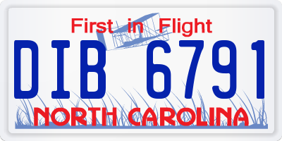 NC license plate DIB6791