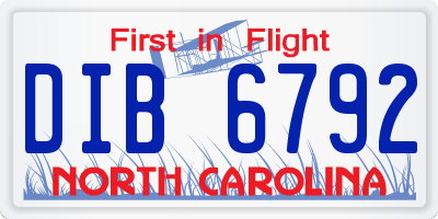 NC license plate DIB6792