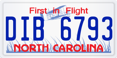 NC license plate DIB6793