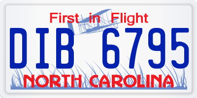 NC license plate DIB6795