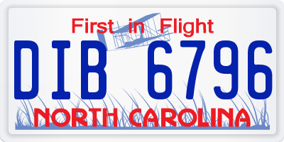 NC license plate DIB6796