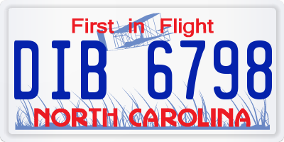 NC license plate DIB6798
