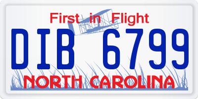 NC license plate DIB6799