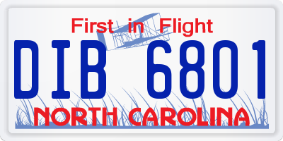 NC license plate DIB6801