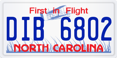 NC license plate DIB6802