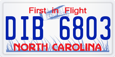 NC license plate DIB6803