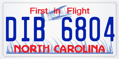 NC license plate DIB6804