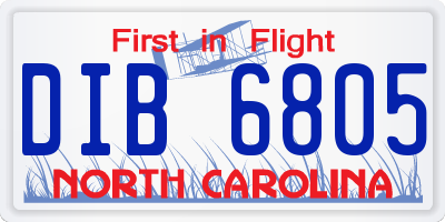 NC license plate DIB6805