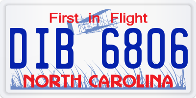 NC license plate DIB6806