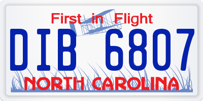 NC license plate DIB6807