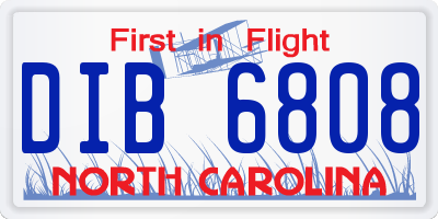 NC license plate DIB6808