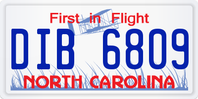 NC license plate DIB6809