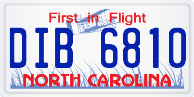 NC license plate DIB6810