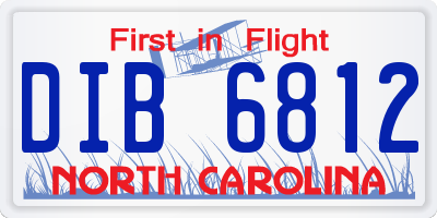NC license plate DIB6812