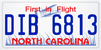 NC license plate DIB6813