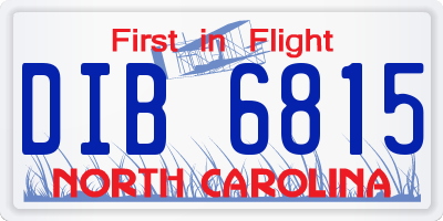 NC license plate DIB6815