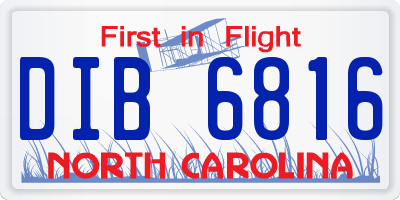NC license plate DIB6816