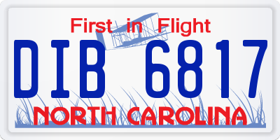 NC license plate DIB6817