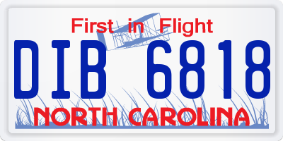NC license plate DIB6818