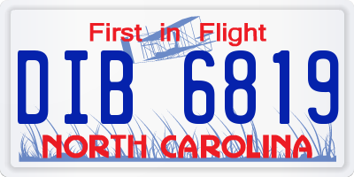 NC license plate DIB6819