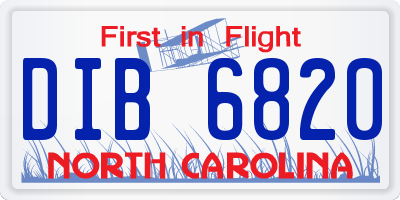 NC license plate DIB6820