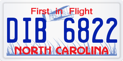 NC license plate DIB6822