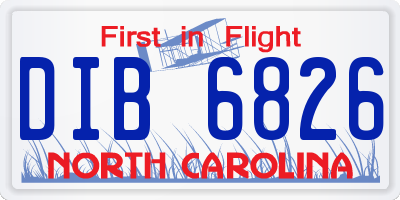 NC license plate DIB6826