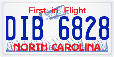 NC license plate DIB6828