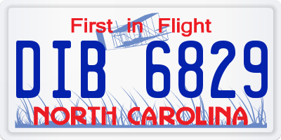 NC license plate DIB6829