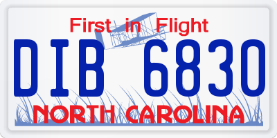 NC license plate DIB6830