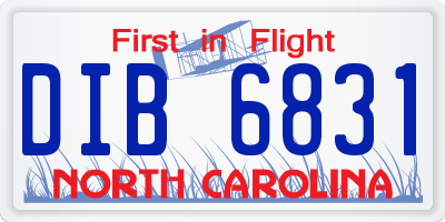 NC license plate DIB6831