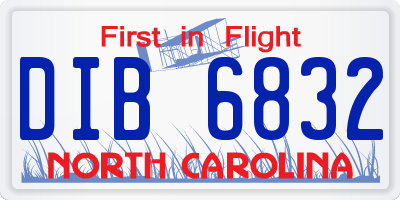 NC license plate DIB6832