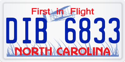 NC license plate DIB6833