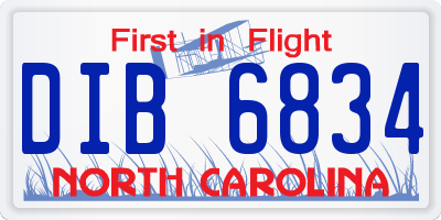NC license plate DIB6834