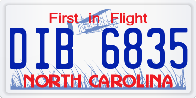 NC license plate DIB6835