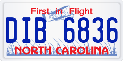 NC license plate DIB6836