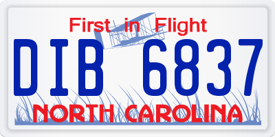 NC license plate DIB6837