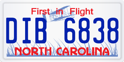NC license plate DIB6838