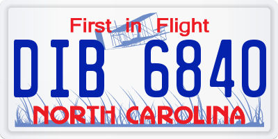 NC license plate DIB6840