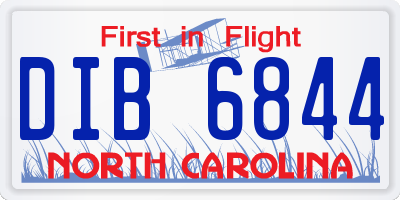 NC license plate DIB6844