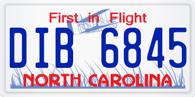 NC license plate DIB6845
