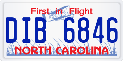 NC license plate DIB6846