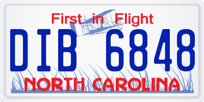 NC license plate DIB6848