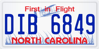 NC license plate DIB6849