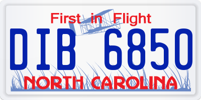 NC license plate DIB6850