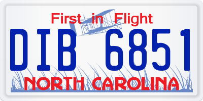 NC license plate DIB6851