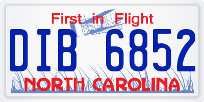 NC license plate DIB6852