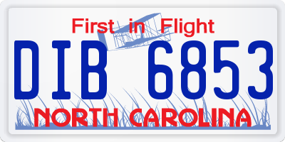 NC license plate DIB6853