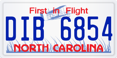 NC license plate DIB6854