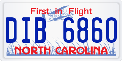 NC license plate DIB6860